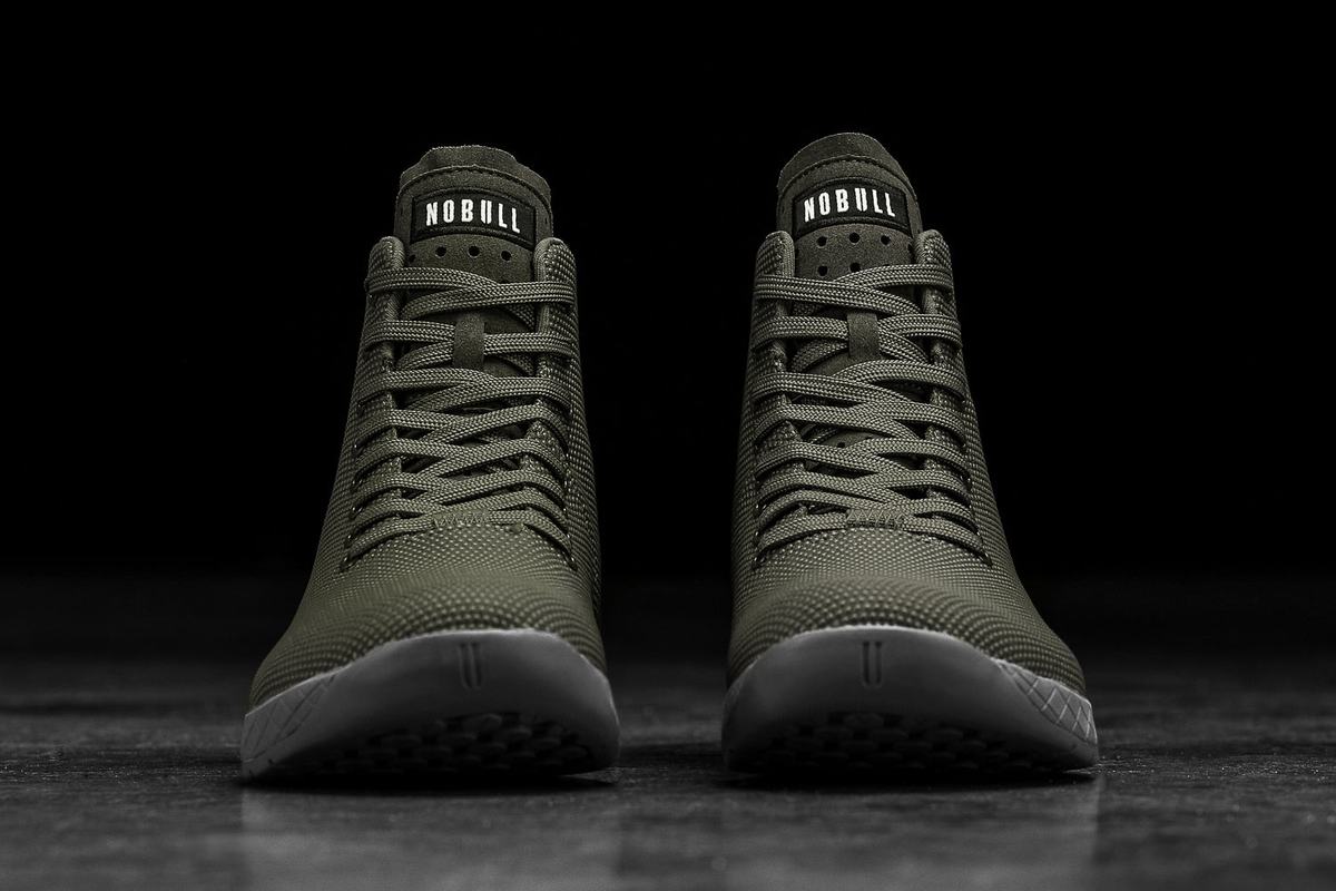 Nobull Superfabric High-Top Army Men's Trainers Grey | Australia (MI3742)